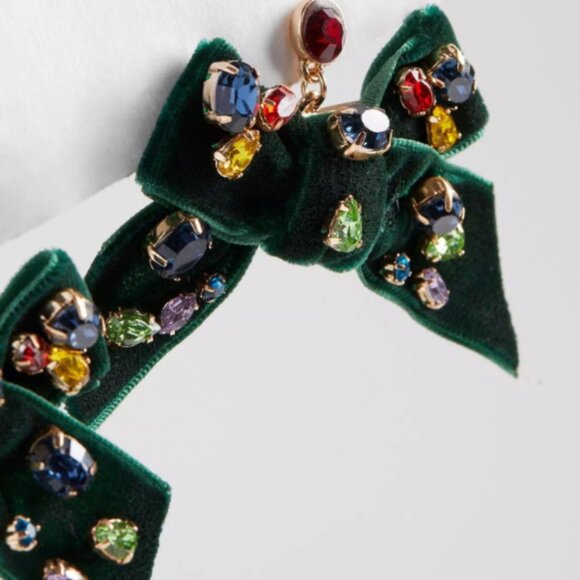 Torrid Holiday Bow Rhinestone Earring NWT - Picture 3 of 7